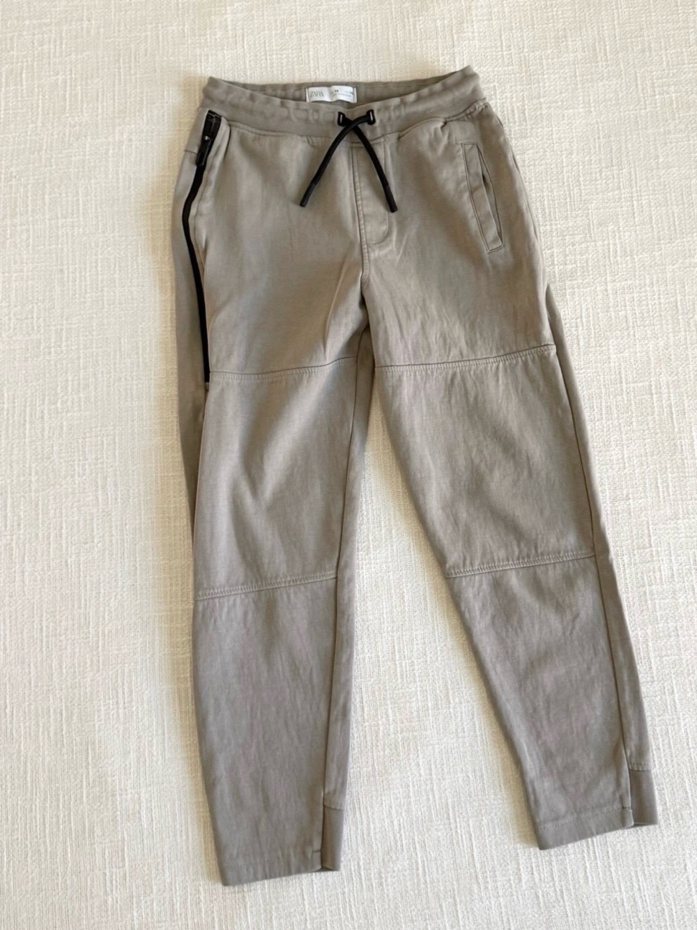 Boys Taupe Drawstring Jogger Pants